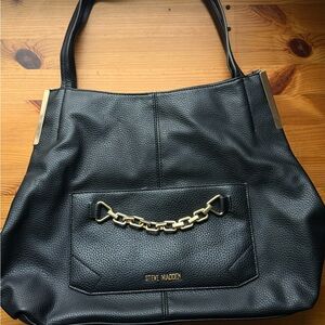 Steve Madden Black Tote Bag with Gold Accents